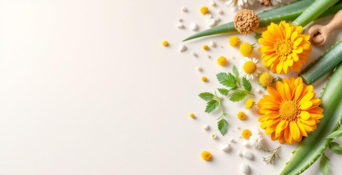 Close-up of organic ingredients beneficial for sensitive skin.