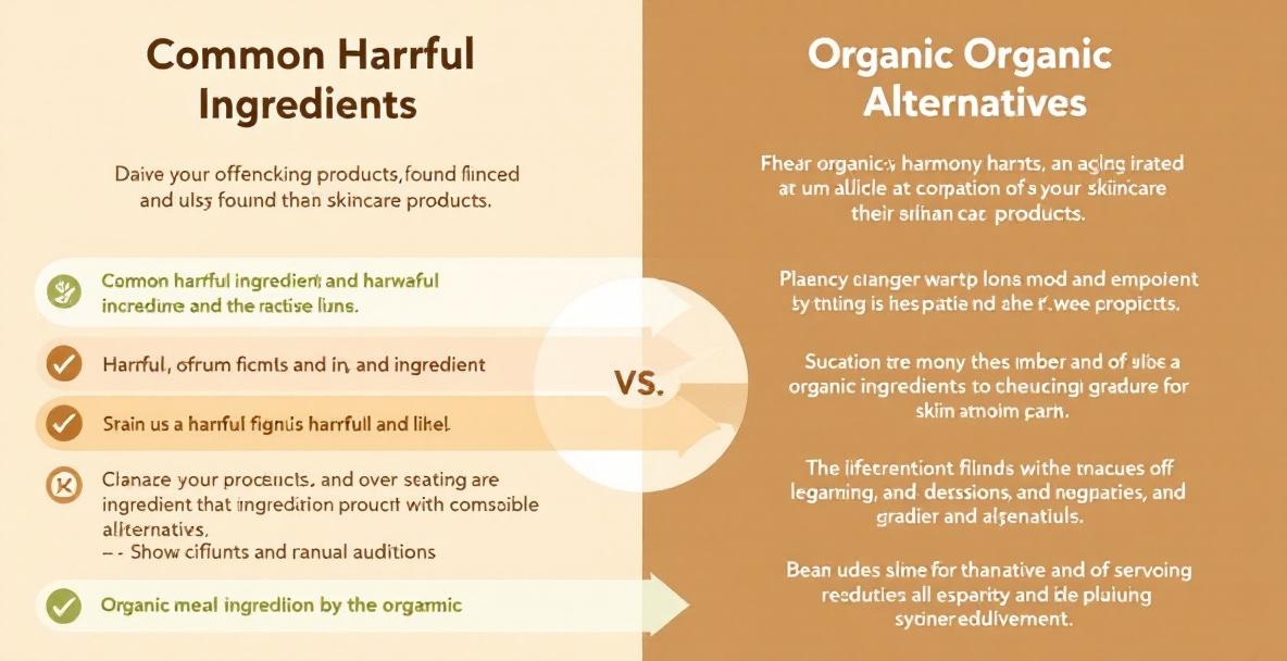 Infographic comparing harmful ingredients to organic alternatives for sensitive skin.
