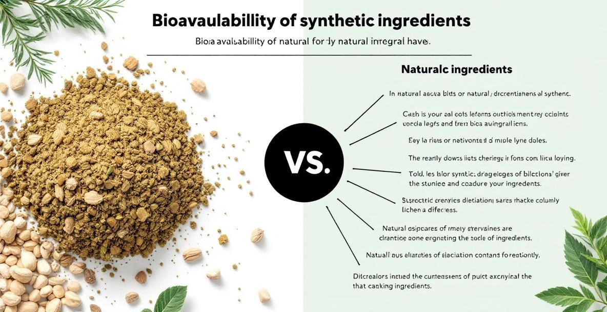 Infographic comparing bioavailability of natural and synthetic skincare ingredients.