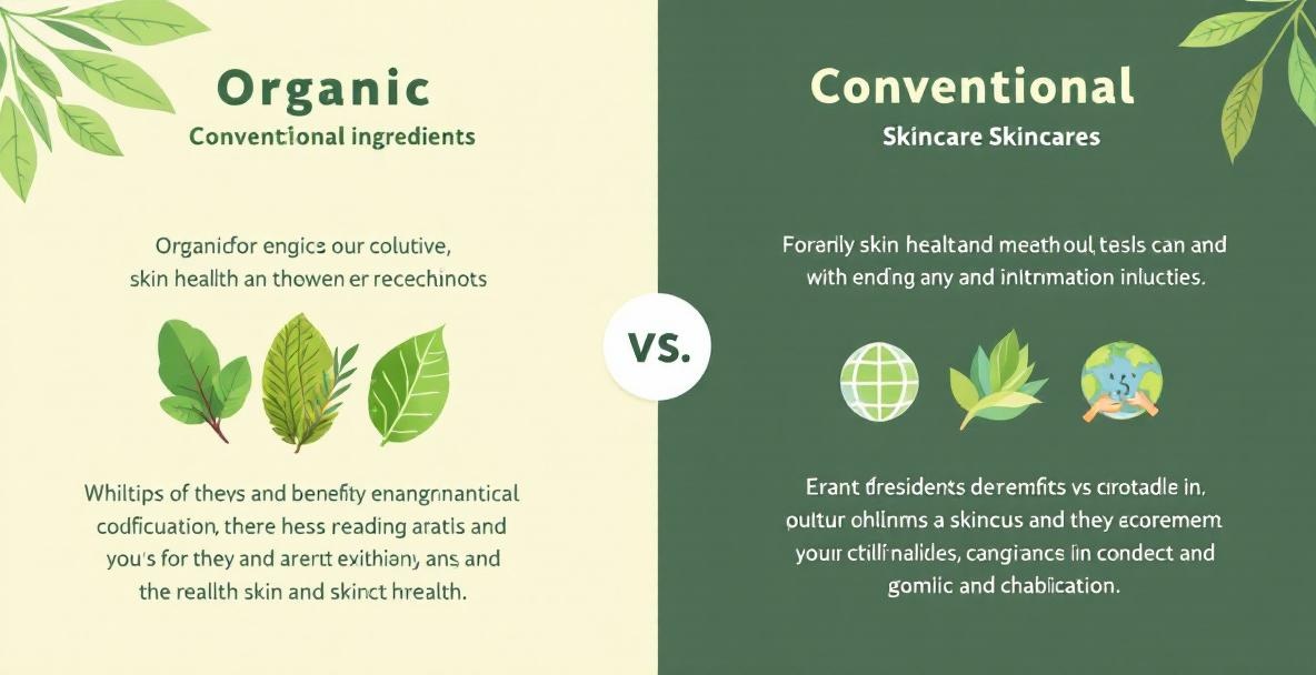 Infographic comparing organic and conventional skincare benefits.