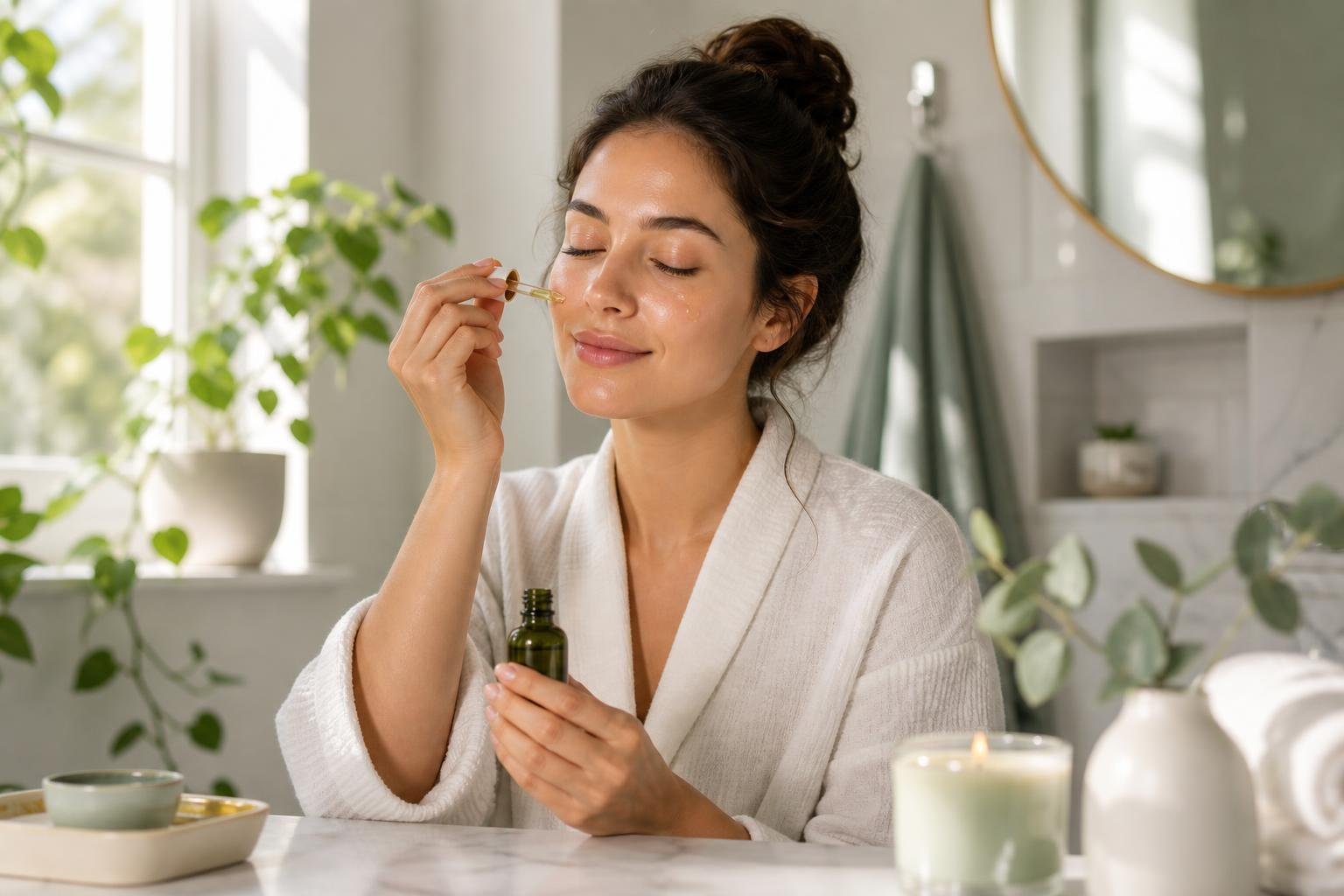 Applying bakuchiol oil in a skincare routine